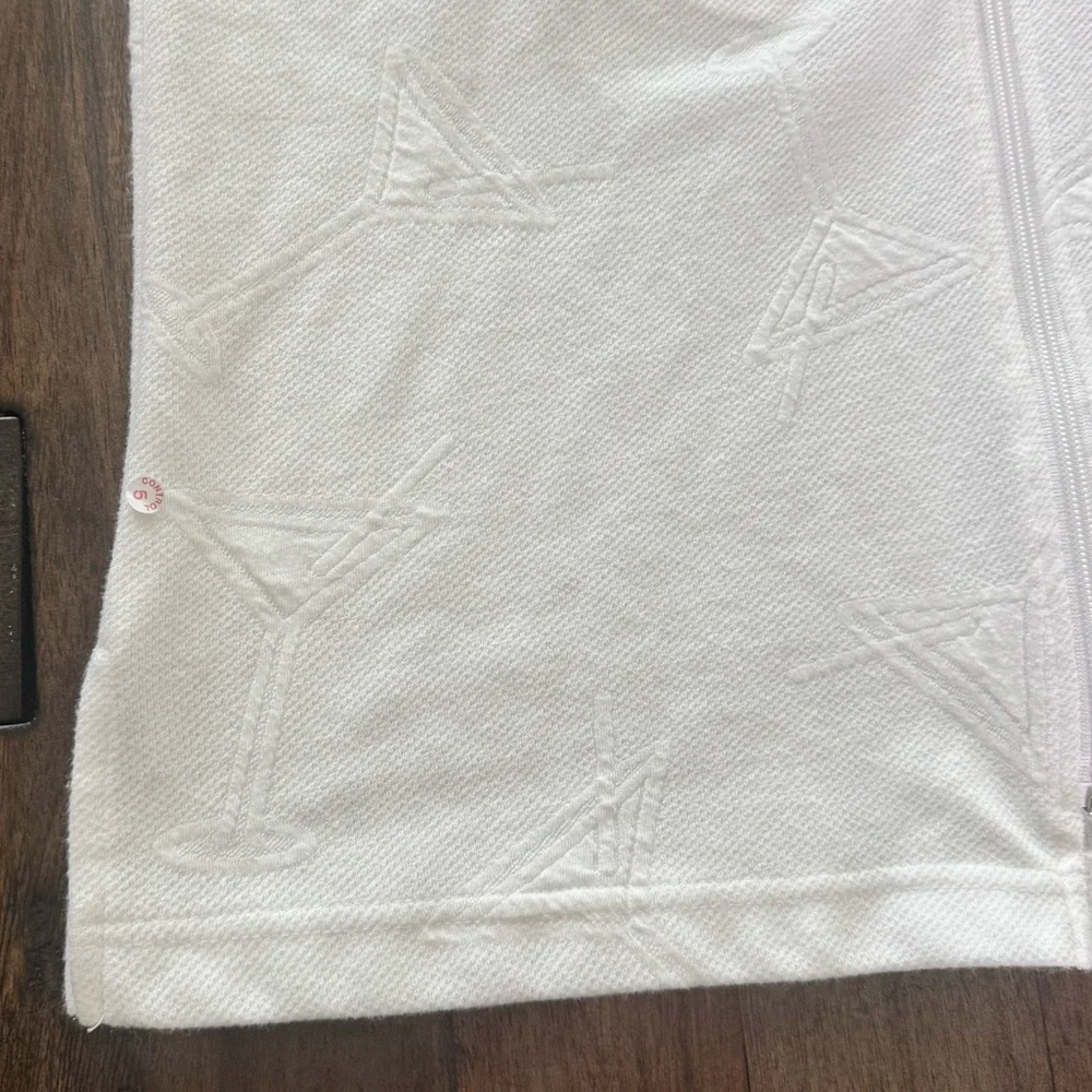 NWOT Kim Rogers White Martini Glass Hooded Swim Cover Up Vest Size Small‎
